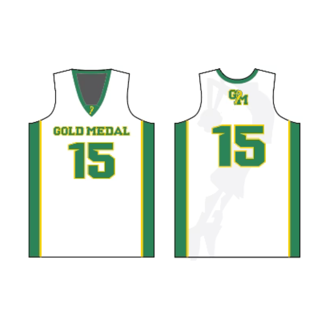 White Custom Gold Medal Boys Basketball Jersey - Youth