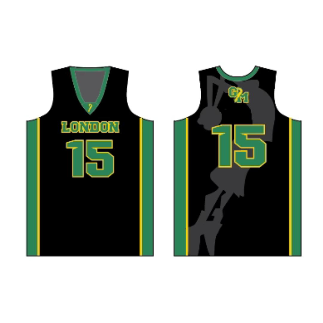 Black Custom Gold Medal Boys Basketball Jersey