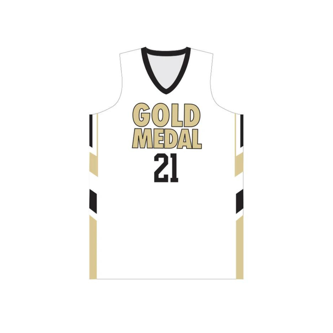 White Custom Gold Medal Basketball Jersey - Youth